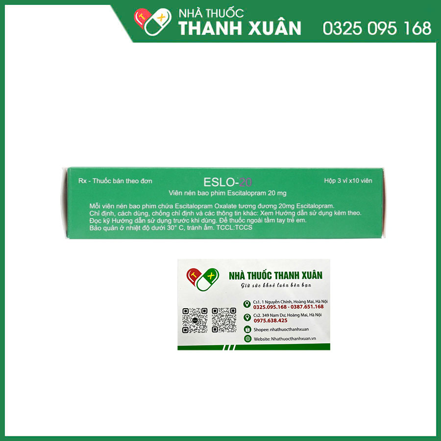 Eslo-20 thuốc điều trị các giai đoạn trầm cảm chủ yếu và các chứng rối loạn tâm lý